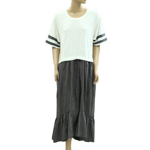 Daily Practice Anthropologie Striped Print Maxi Shirt Dress Ivory S New 285388 - Picture 5 of 9